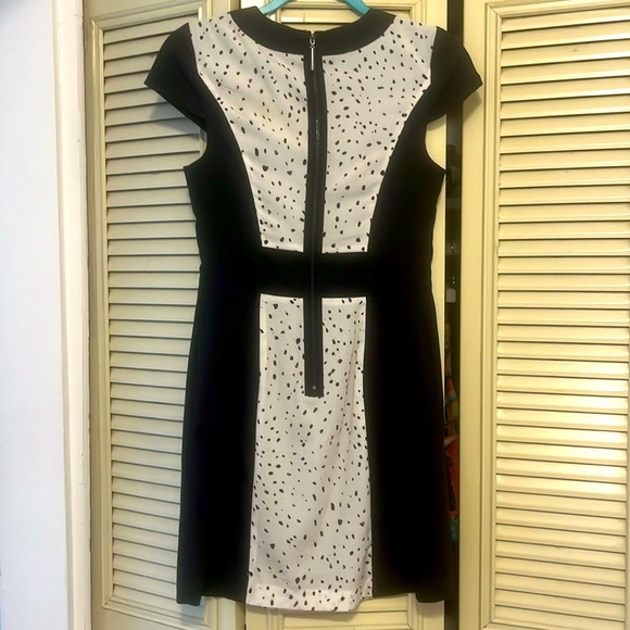 Kensie dress- blank and white color block, pink and purple accents in the spots - Picture 3 of 3